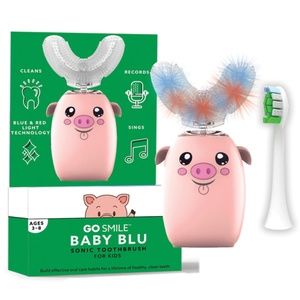 BRAND NEW! Go Smile Baby Blu Sonic PIG Toothbrush for Kids + Bonus Brush Head